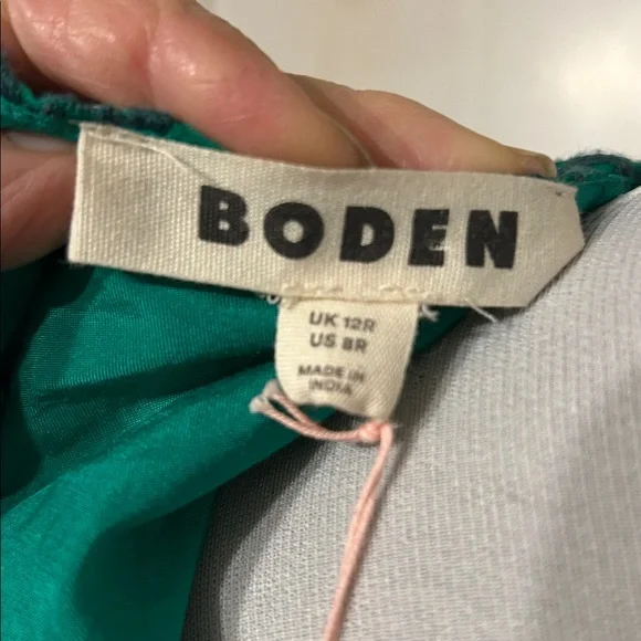 NWT Boden Midi Dress Fit-N-Flare Green Eyelet Lace Empire Waist - Picture 10 of 16